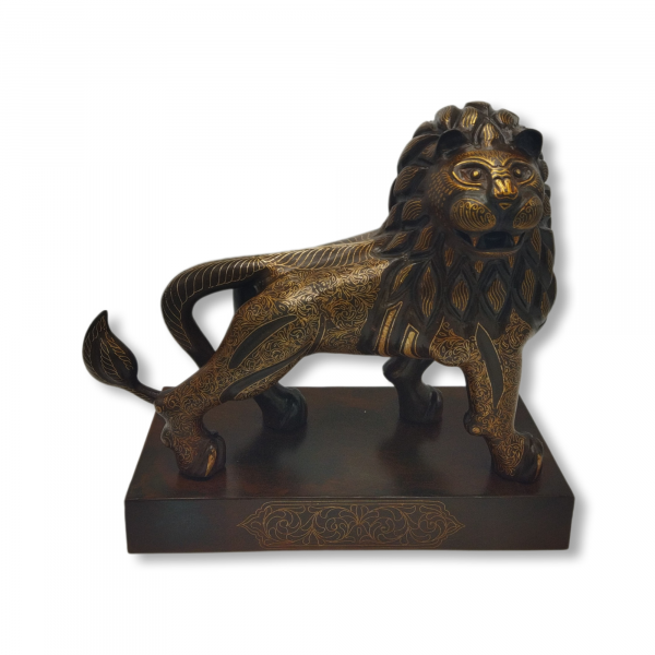 Steel lion, gilded head and body of silver-code F-T00170